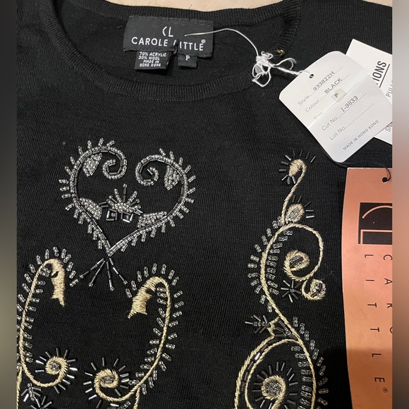 NWT 🏷️ VINTAGE CAROLE LITTLE Black embellished long sleeve dress Petite - Picture 4 of 4